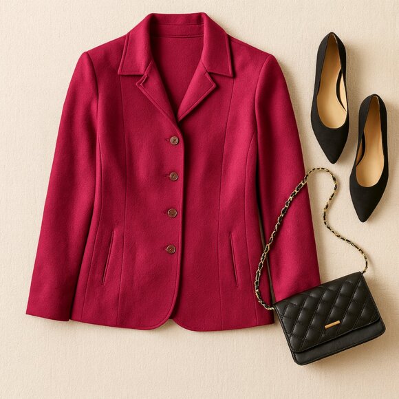 Pendleton Blazer Vintage Wool Magenta Jacket Size 12P - Picture 2 of 11